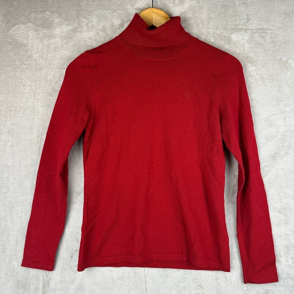 Vintage Y2K Lauren Ralph Lauren Red Merino Wool Turtleneck Sweater Petite XS P/P
